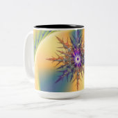 Gelb & schwach Blume Moderne Zweifarbige Tasse (Vorderseite Links)