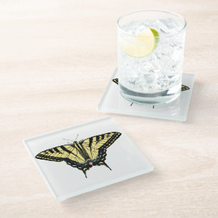 Gelb Schwalbenschwanz Schmetterling Anpassbar Glasuntersetzer
