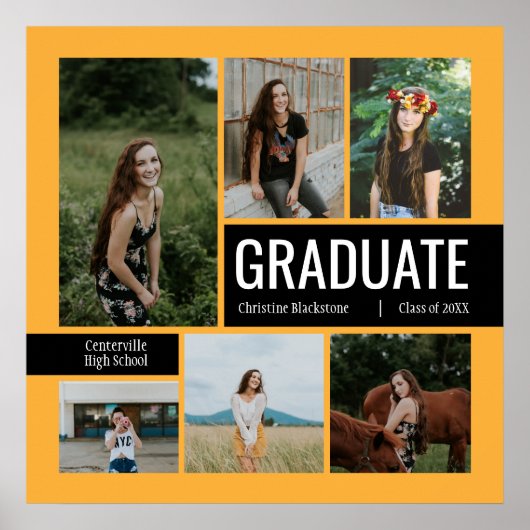 Gelb/Schwarz 6 Foto Abschluss Poster (Vorne)