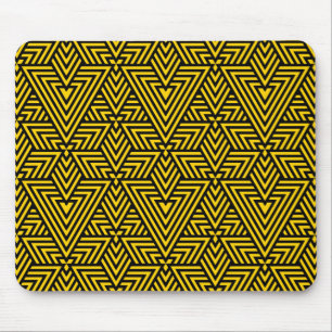 Gelb & Schwarz Art Deco Dreieck Nahtloses Muster Mousepad