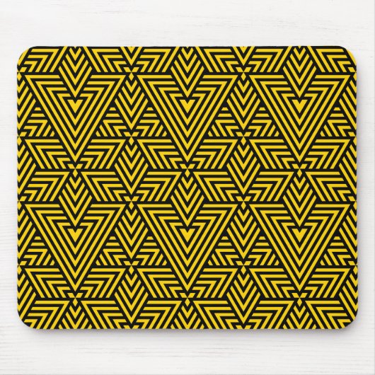 Gelb & Schwarz Art Deco Dreieck Nahtloses Muster Mousepad (Vorne)
