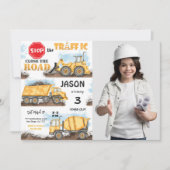 Gelb-Schwarz-Baueinladung mit Foto Einladung (Vorderseite)