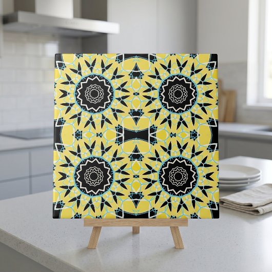Gelb-Schwarz-Dekoratives Mosaikmuster Fliese