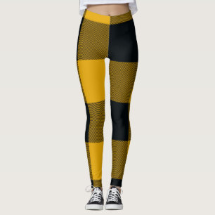 Gelb & Schwarz gepunktet kariert Leggings
