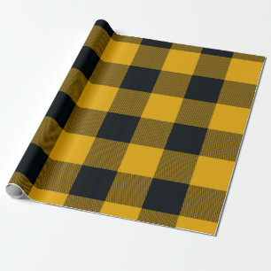 Gelb-schwarz karierte Quadrate Buffalo Plaid Geschenkpapier