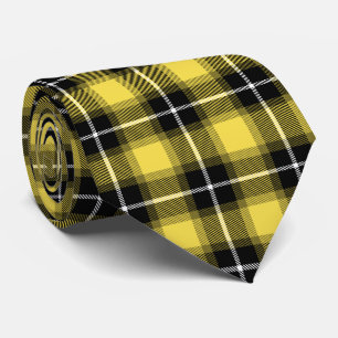 Gelb Schwarz Karo Tartan Muster Krawatte