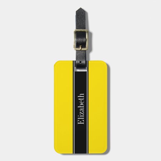 Gelb, Schwarz, Name Monogramm Gepäckanhänger (Vorderseite vertikal)