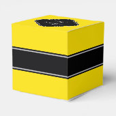 Gelb, Schwarz, Name Monogramm Geschenkschachtel (Rückseite)