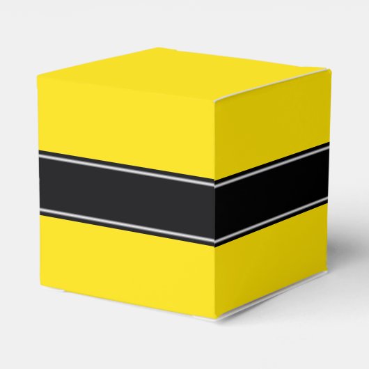 Gelb, Schwarz, Name Monogramm Geschenkschachtel (Rückseite)