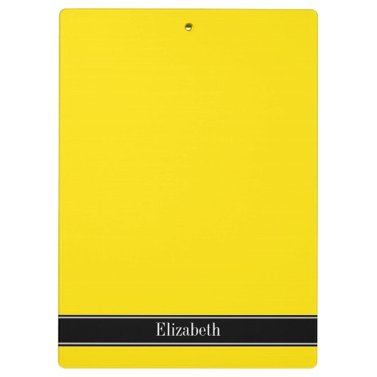 Gelb, Schwarz, Name Monogramm Klemmbrett (Rückseite)