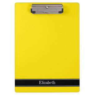 Gelb, Schwarz, Name Monogramm Klemmbrett