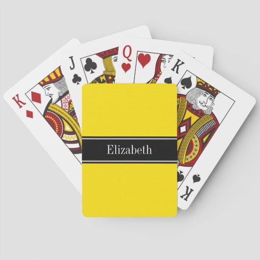 Gelb, Schwarz, Name Monogramm Spielkarten (Rückseite)