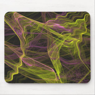 Gelb, schwarz, rosa Fraktal Mousepad