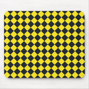 Gelb Schwarz Schachbrett Diamantmuster Mousepad