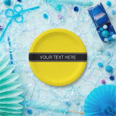 Gelb, schwarz, schwarz, Name monogramm Pappteller (Party)