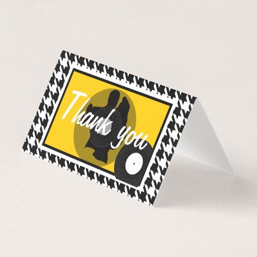 Gelb, schwarz und weiß kariert 1950er-Thema danke (Vorderseite)