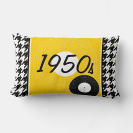 Gelb, schwarz und weiß kariertThema der 50er Jahre Lendenkissen