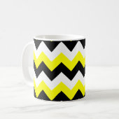 Gelb schwarz und weiß Zigzag Kaffeetasse (Vorderseite Links)