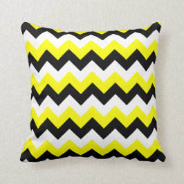 Gelb schwarz und weiß Zigzag Kissen