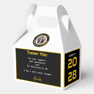 Gelb Schwarz Weiß Abschlussfoto Danke Geschenkschachtel