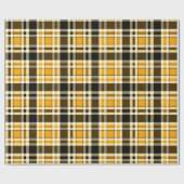 Gelb Schwarz Weiß Flanell Karomuster Design Geschenkpapier (Flach)