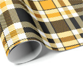 Gelb Schwarz Weiß Flanell Karomuster Design Geschenkpapier (Rolleneckpunkt)