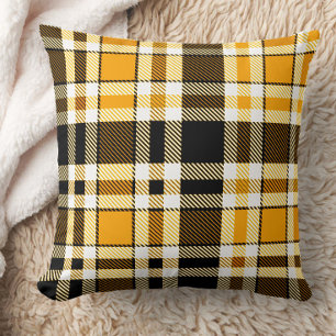 Gelb Schwarz Weiß Flanell Karomuster Design  Kissen