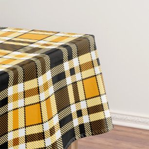 Gelb Schwarz Weiß Flanell Karomuster Design Tischdecke