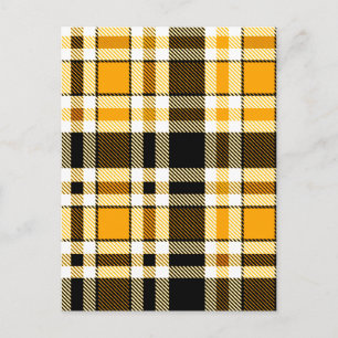 Gelb Schwarz Weiß Flanell Tartan Muster Design Postkarte