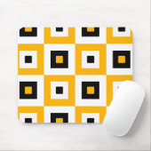 Gelb Schwarz Weiß Karierte Quadrate Muster Mousepad (Mit Mouse)
