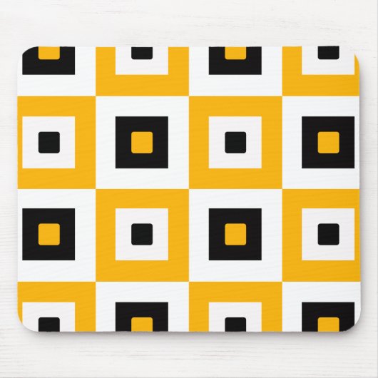 Gelb Schwarz Weiß Karierte Quadrate Muster Mousepad (Vorne)
