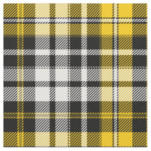 Gelb Schwarz Weiß Kariertes Tartan Muster Design  Stoff