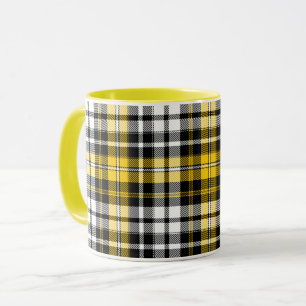 Gelb Schwarz Weiß Kariertes Tartan Muster Design  Tasse