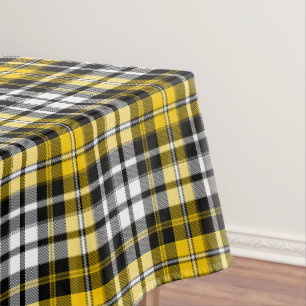 Gelb Schwarz Weiß Kariertes Tartan Muster Design Tischdecke