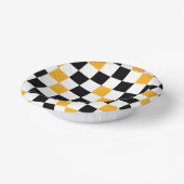 Gelb Schwarz Weiß Karomuster Design  Pappteller (Gewinkelt)