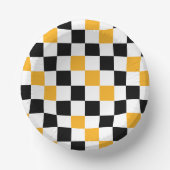 Gelb Schwarz Weiß Karomuster Design  Pappteller (Vorderseite)
