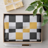 Gelb Schwarz Weiß Karomuster Design Seidenpapier (Geschenk)