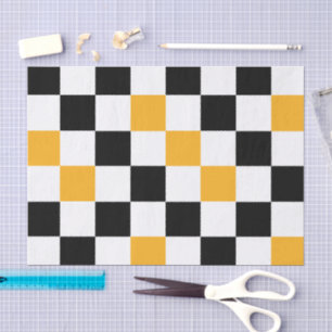 Gelb Schwarz Weiß Karomuster Design Seidenpapier