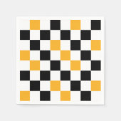 Gelb Schwarz Weiß Karomuster Design Serviette (Vorderseite)