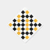 Gelb Schwarz Weiß Karomuster Design Serviette (Ecke)