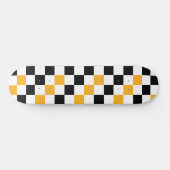 Gelb Schwarz Weiß Karomuster Design Skateboard (Horizontal)