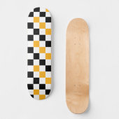 Gelb Schwarz Weiß Karomuster Design Skateboard (Vorderseite)