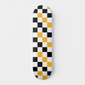 Gelb Schwarz Weiß Karomuster Design Skateboard (Vorderseite)