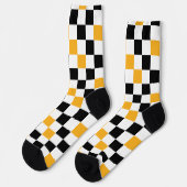 Gelb Schwarz Weiß Karomuster Design Socken (Linkes Detail)