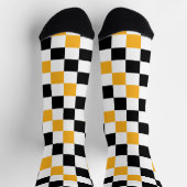Gelb Schwarz Weiß Karomuster Design Socken (Oben)
