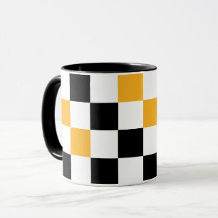 Gelb Schwarz Weiß Karomuster Design  Tasse