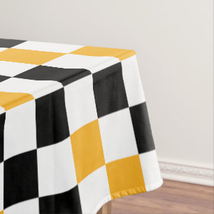 Gelb Schwarz Weiß Karomuster Design Tischdecke