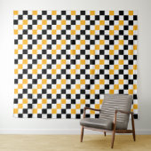 Gelb Schwarz Weiß Karomuster Design Wandteppich (Beispiel (Horizontal))