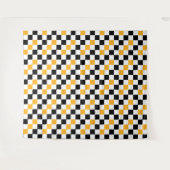 Gelb Schwarz Weiß Karomuster Design Wandteppich (Vorderseite (Horizontal))