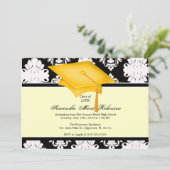 Gelb, Schwarz, Weiß, kundenspezifischer Abschluss  Einladung (Stehend Vorderseite)